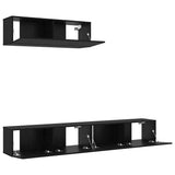 TV Cabinet Set Wall-mounted 3 pcs Black Oak Engineered Wood 3332502