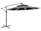 3 Cantilever Banana Parasol Hanging Umbrella with Double Roof, LED Solar lights, Crank, 8 Sturdy T3398P317756