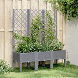 ZNTS Garden Planter with Trellis Blue Grey 120x40x142 cm PP 367926