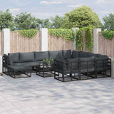 Garden Sofa Set 11 pcs Black Aluminium 3378940