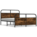 Metal Bed Frame without Mattress Smoked Oak 140x190 cm 3318635