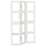 Room Divider 3 Panels White Solid Wood Paulownia 358686
