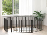 Dog Gate 6 pcs Black 100 x 80 cm Galvanised Steel 891994