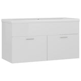 Sink Cabinet with Built-in Basin High Gloss White Engineered Wood 3070844