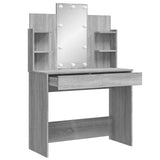 Dressing Table with LED Lights Grey Sonoma 96x40x142 cm 837898