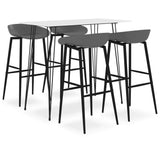 5 Piece Bar Set White and Grey 3057411