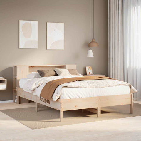 Bookcase Bed without Mattress 140x190 cm Solid Wood Pine 3322837