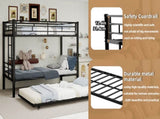 Black-layer wrought iron high and low bed with pull-out bed, reinforced metal bed frame for W3987P434161