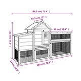Chicken Coop Grey 186,5x58,5x113 cm Solid Wood Pine 172229