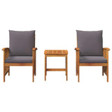 Garden Sofa Set with Cushion 3 pcs Brown Solid acacia wood 4106448