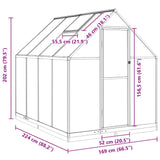 Greenhouse with Base Frame Green 224x169x202 cm Aluminium 3266324