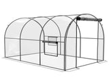 Polytunnel Greenhouse Walk-in Grow House with Plasric Cover, Door, Mesh Window and Steel Frame, 3 x T3398P318593