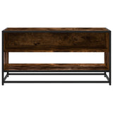 TV Cabinet Smoked Oak 91x40x46 cm Engineered Wood and Metal 848886