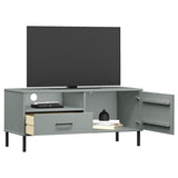 TV Cabinet with Metal Legs Grey Solid Wood Pine OSLO 351022