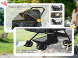 Foldable Pet Stroller, Dog Jogger with Reversible Handle, EVA Wheel, Brake, Basket, Adjustable T3398P349571