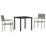 Garden Dining Set with Cushion 3 pcs Grey Poly Rattan 3380043