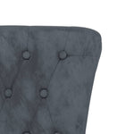 High Back Chair Dark Grey Velvet Button Design 352465