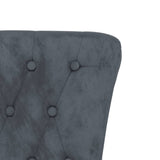 High Back Chair Dark Grey Velvet Button Design 352465