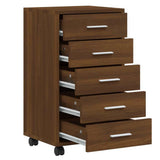 Drawer Cabinet with Castors Brown Oak Engineered Wood 342676