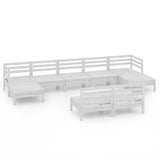 9 Piece Garden Lounge Set White Solid Wood Pine 3083355
