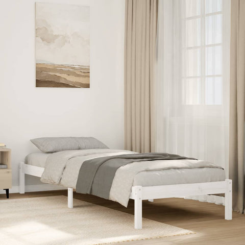 ZNTS Extra Long Bed Frame without Mattress White 80x210 cm Solid Wood Pine 852401