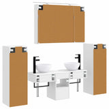 Bathroom Furniture Set 6 pcs White Engineered Wood and Glass 3407111