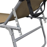 Folding Sun Lounger with Canopy Taupe Aluminium 47773