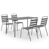 5 Piece Garden Dining Set Steel Dark Grey 3074475
