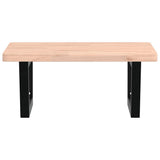 Basin Shelf Wall Mounted Steel and Solid Wood Beech 3302419