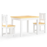 3 Piece Children Table and Chair Set White and Beige MDF 10410
