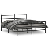 Metal Bed Frame without Mattress with Footboard Black 150x200cm 355385