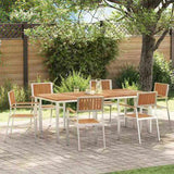Outdoor Dining Set 7 pcs Solid Teak Wood and Stainless Steel 3334803