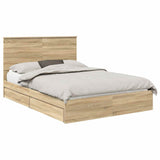 Storage Bed with Drawer Sonoma Oak 140 x 190 cm Engineered Wood 3411210