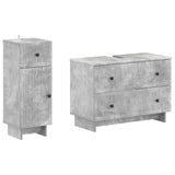 2 Piece Bathroom Cabinet Set EDE Concrete Grey Engineered Wood 3417660