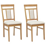 Dining Chair 2 pcs Natural and Light Solid Rubber Wood 42020509