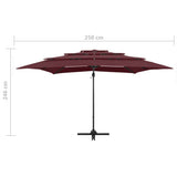 Garden Parasol Bordeaux Red Polyester Large Foldable 313824