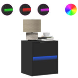 Wall-mounted Bedside Cabinets with LED Lights 2 pcs Black 3307964