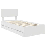 Bed Frame with Drawer White 100 x 200 cm Engineered Wood 3412213