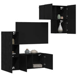 TV Cabinet 4 pcs Black Oak Engineered Wood 3402766