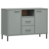Sideboard with Metal Legs Grey 113x40x77 cm Solid Wood OSLO 351019