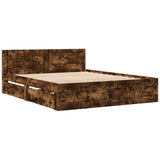 Bed Frame with Headboard without Mattress Smoked Oak 160x200 cm 3295552
