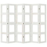 Room Divider 6 Panels White Solid Wood Paulownia 358698