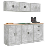 ZNTS Garage Cabinets 6 pcs Concrete Grey Engineered Wood 3328344