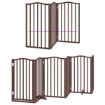 Dog Gate with Door Foldable 15 Panels Brown 750 cm Poplar Wood 3155608