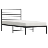 Metal Bed Frame without Mattress with Headboard Black 75x190cm 352309