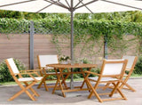 5 Piece Garden Dining Set Cream White Fabric and Solid Wood 3281820