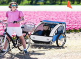 2 Seat Bike Trailer Bicycle wagon for Kids Child Steel Frame Safety Harness Seat Carrier Hitch T3398P348587