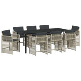 Garden Dining Set 9 pcs Light Grey Powder-Coated Steel 3380668