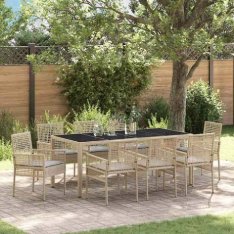 Garden Dining Set 9 pcs Beige Poly rattan 3334884
