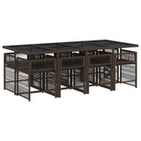 9 Piece Garden Dining Set with Cushions Brown Poly Rattan 3211641